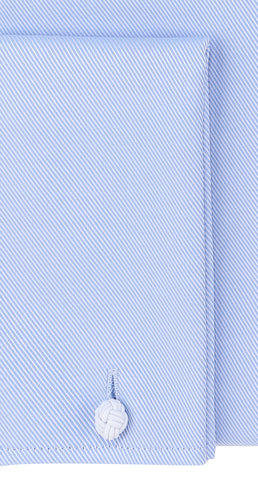 READY MADE - Blue Twill Pure Cotton Double Cuff