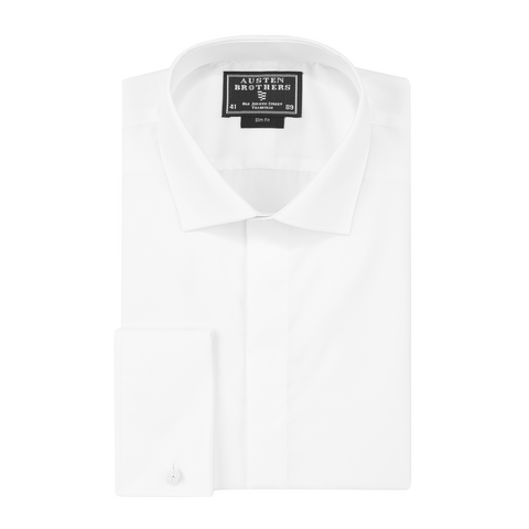 READY MADE - White Poplin Pure Cotton Double Cuff