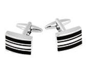 Cufflink - Premium Black Stripe Stainless Steel Cufflinks